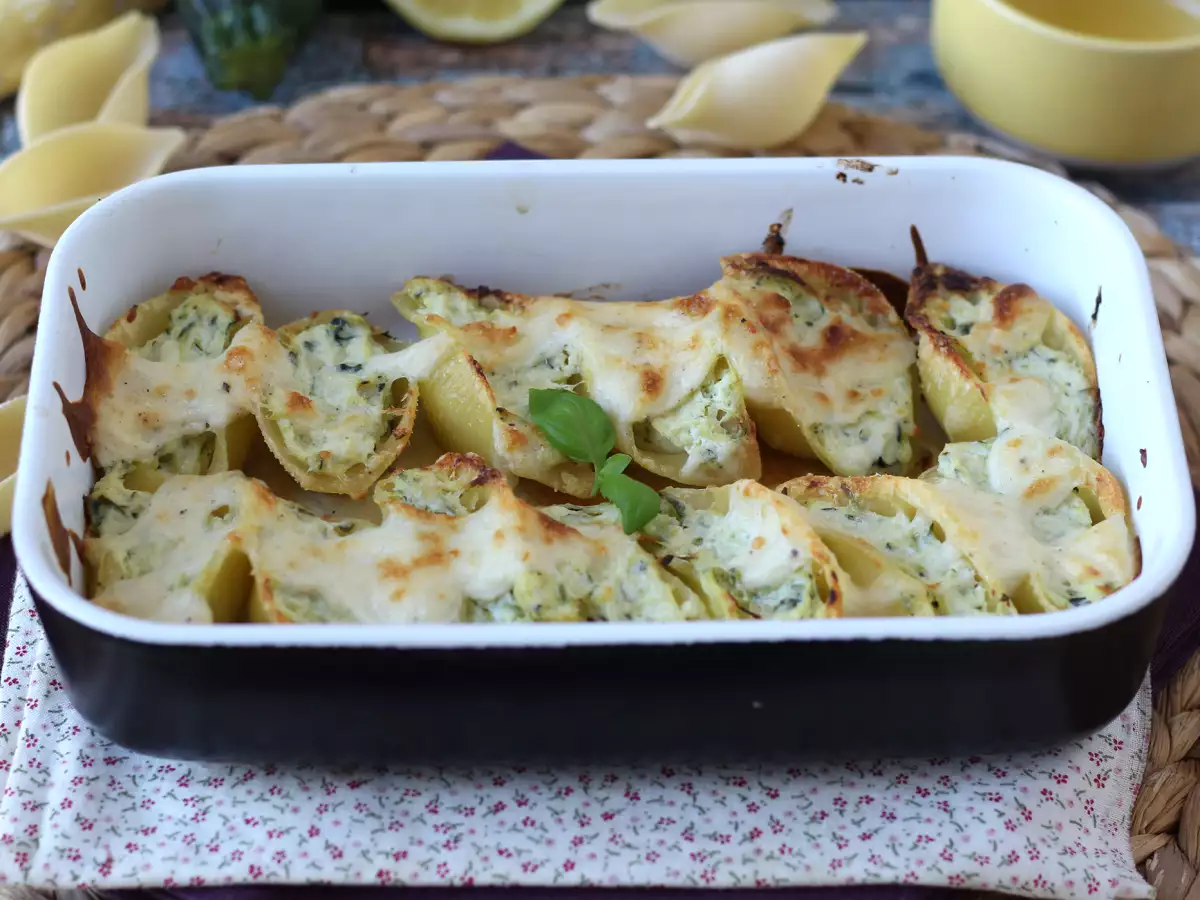 Conchiglioni fyldt med ricotta, courgetter og citron: cremet og gratineret i ovnen - foto 6