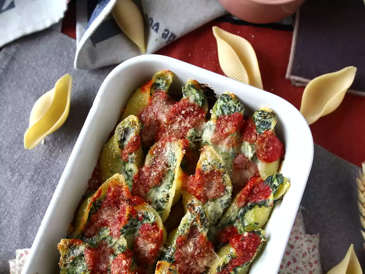 Conchiglioni fyldt med ricotta og spinat: en uimodståelig bagt vegetarret - foto 3