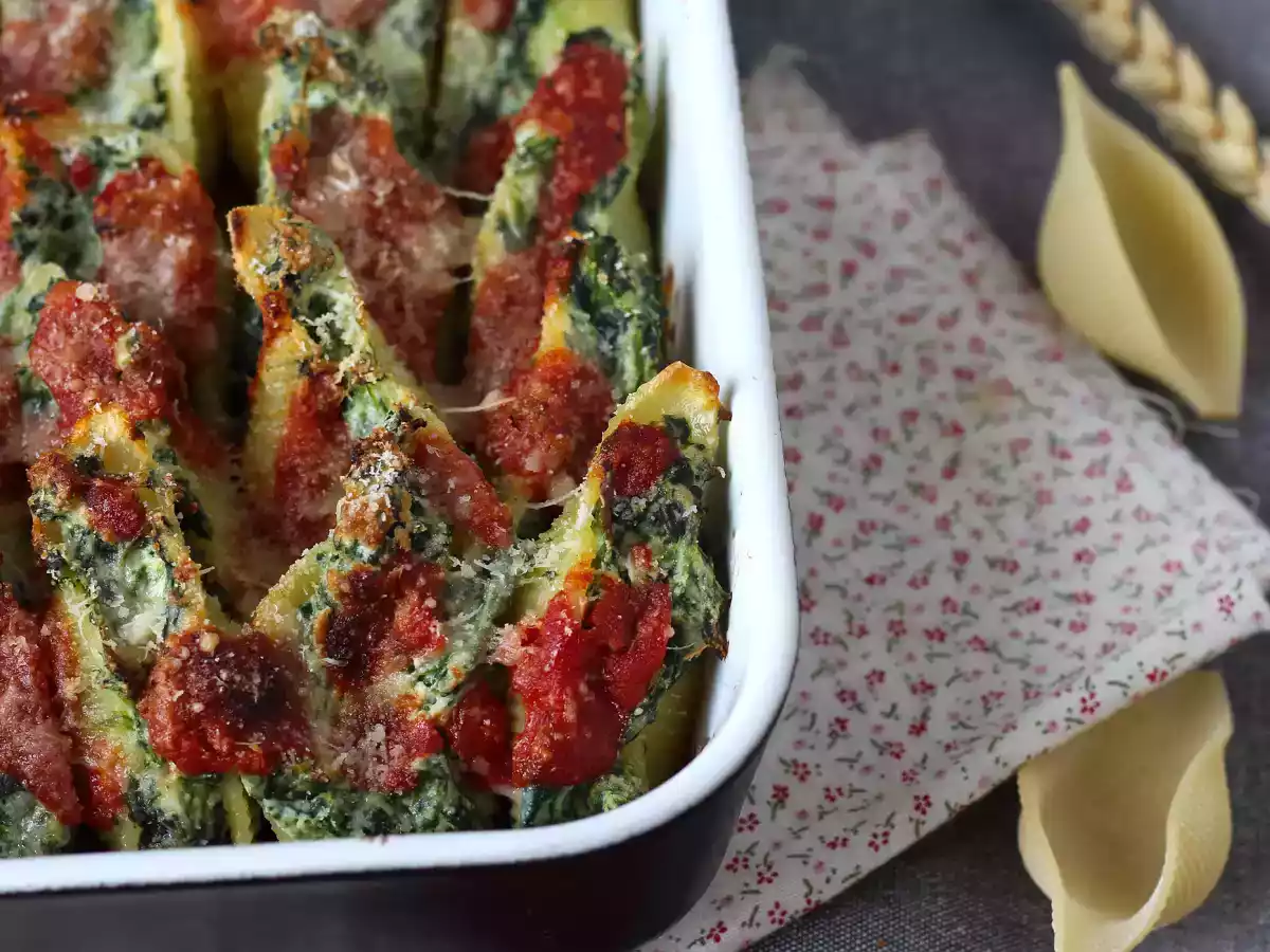 Conchiglioni fyldt med ricotta og spinat: en uimodståelig bagt vegetarret - foto 4