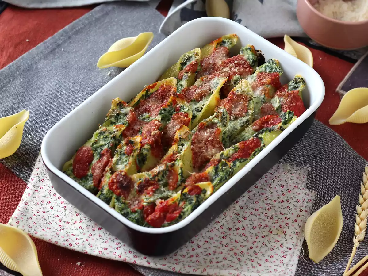 Conchiglioni fyldt med ricotta og spinat: en uimodståelig bagt vegetarret - foto 5