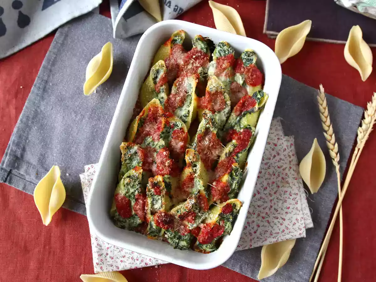 Conchiglioni fyldt med ricotta og spinat: en uimodståelig bagt vegetarret - foto 6