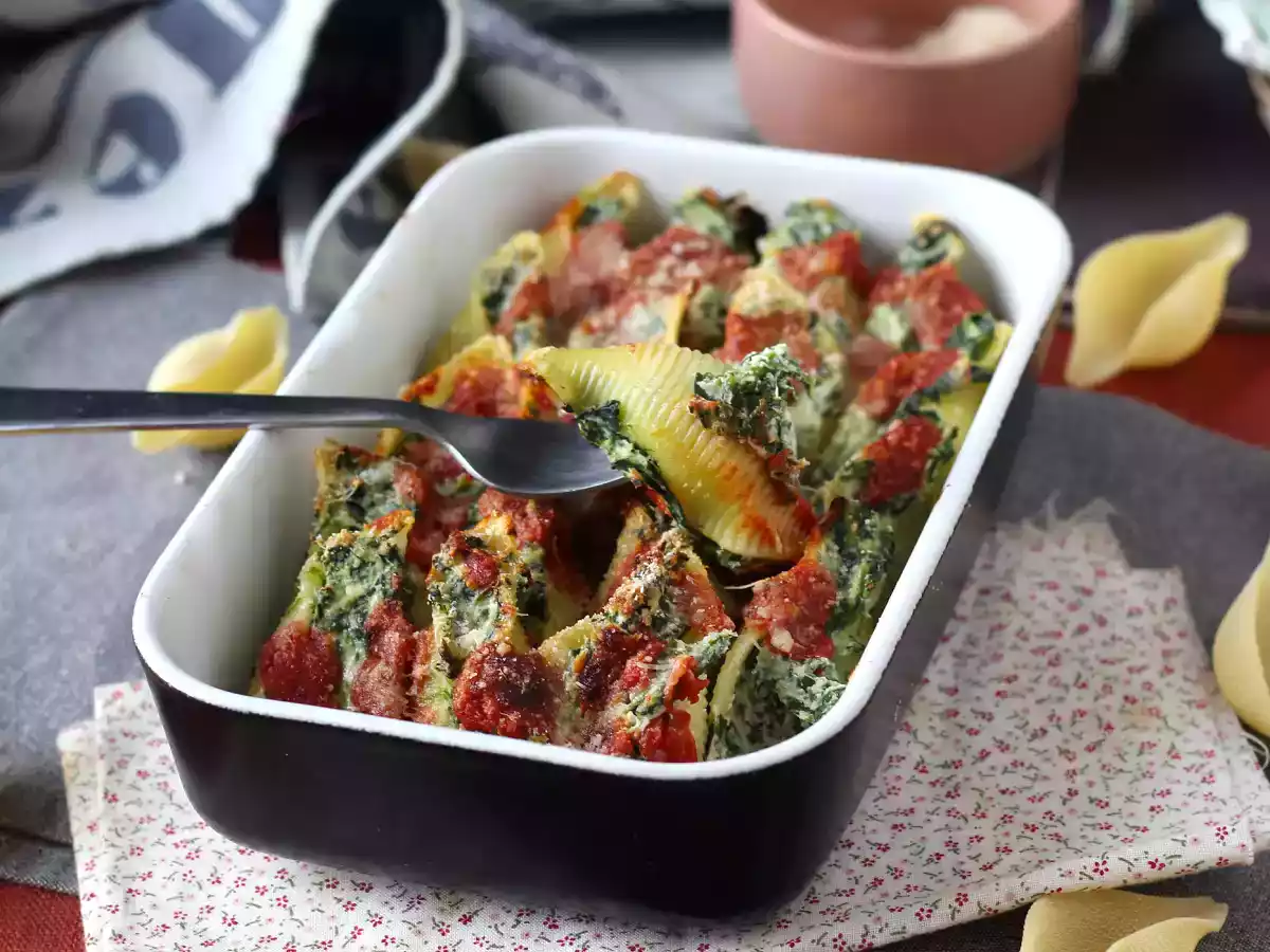Conchiglioni fyldt med ricotta og spinat: en uimodståelig bagt vegetarret - foto 7