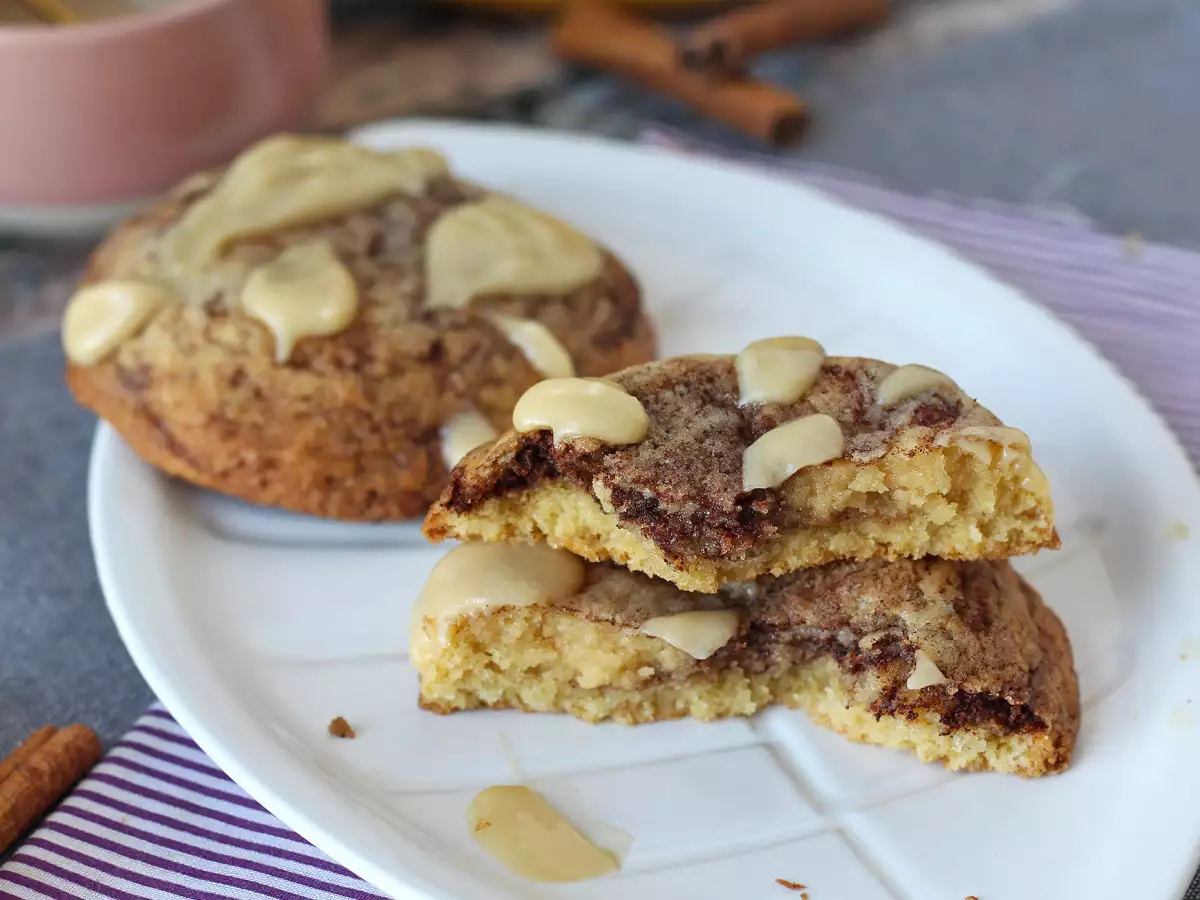 Cookies med kanelsnegle-smag – bløde og sprøde med masser af kanel - foto 4
