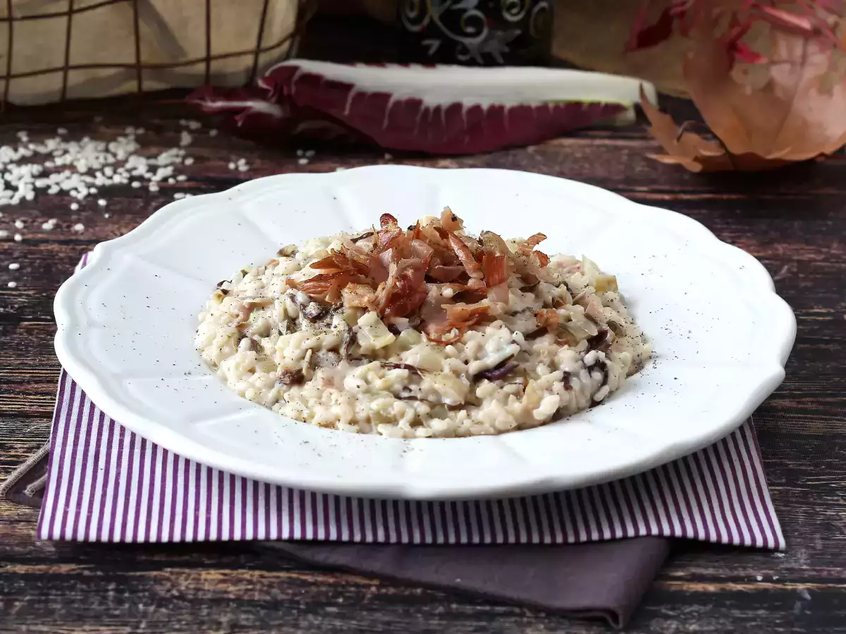 Cremet og velsmagende risotto med radicchio, bacon og philadelphia - foto 4