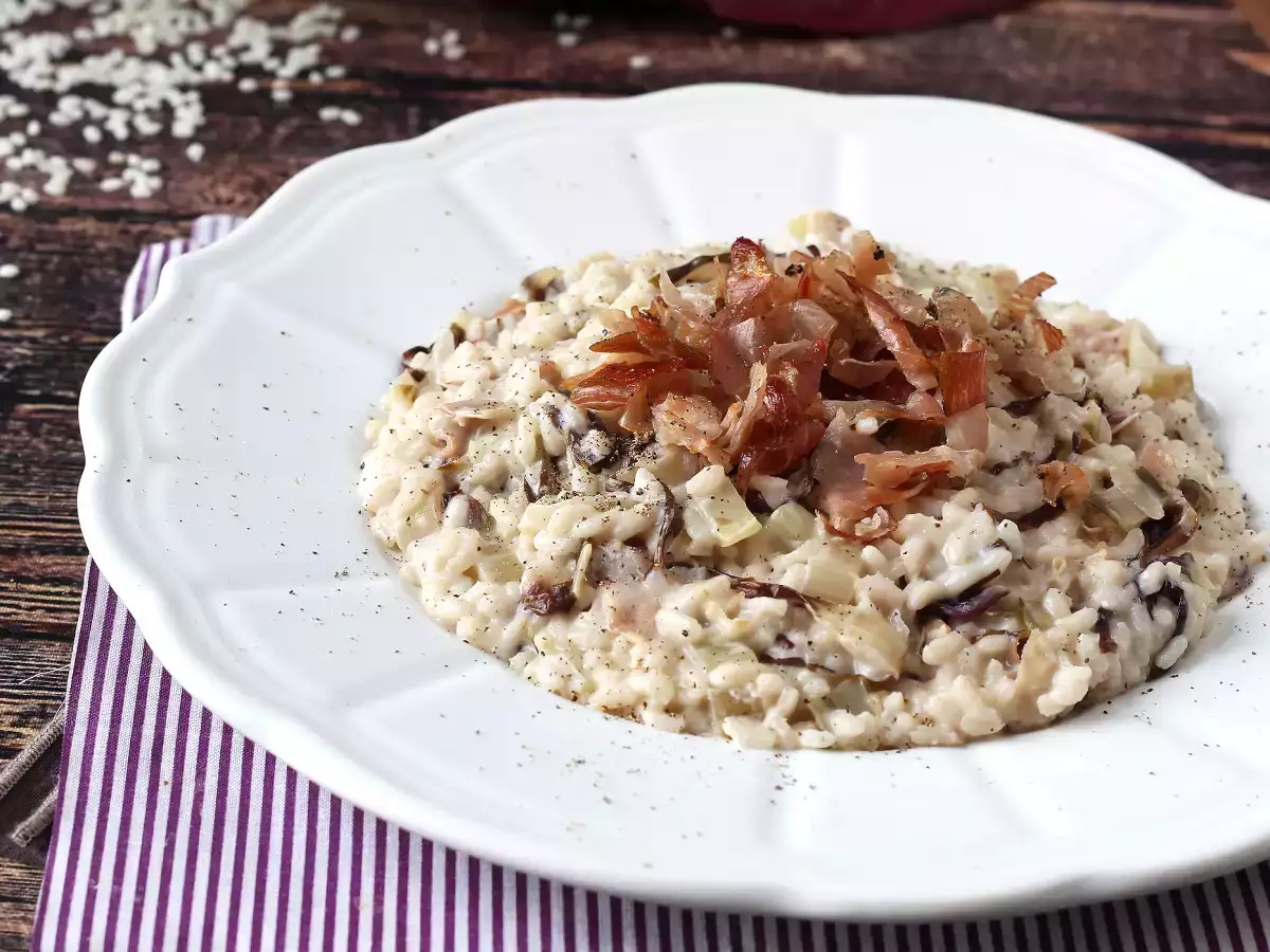 Cremet og velsmagende risotto med radicchio, bacon og philadelphia - foto 5