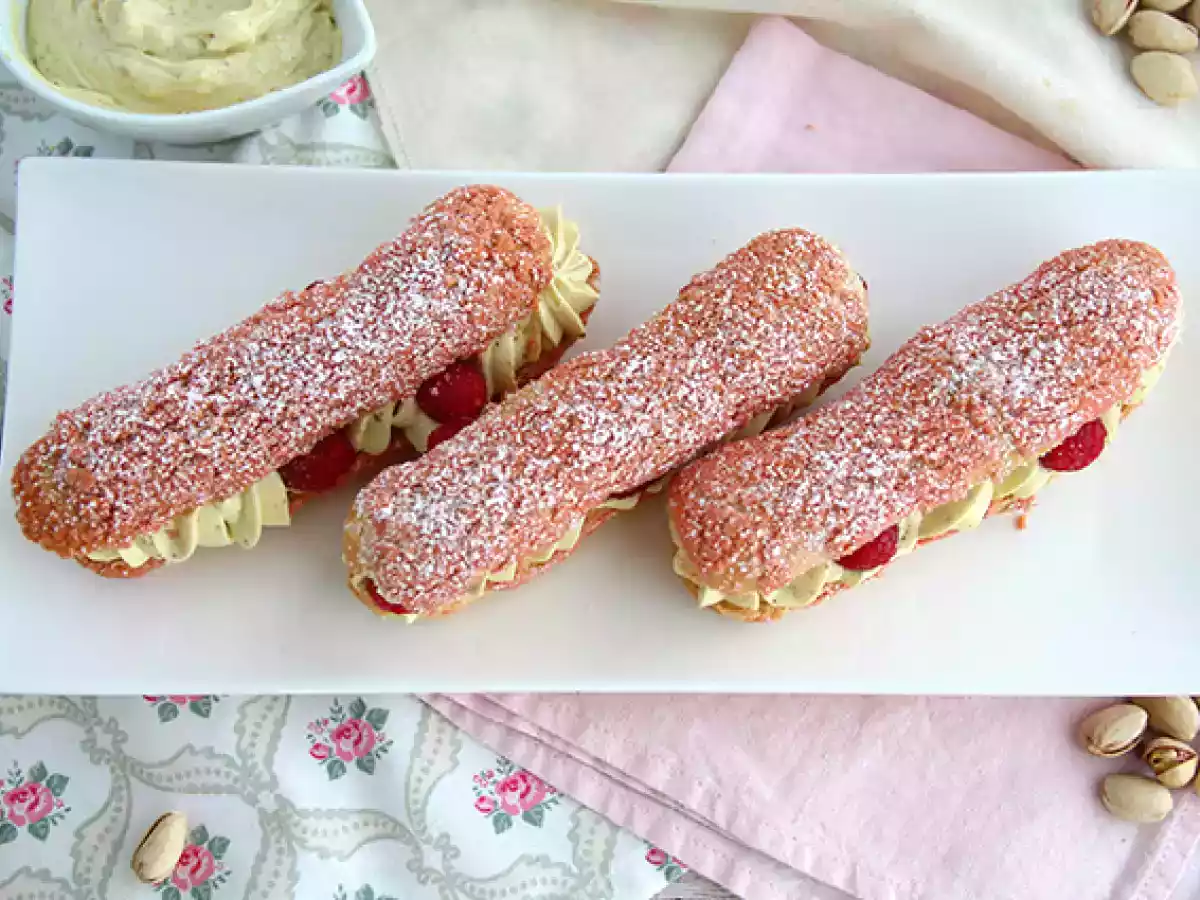 Eclairs med pistaciecreme og hindbær - foto 3