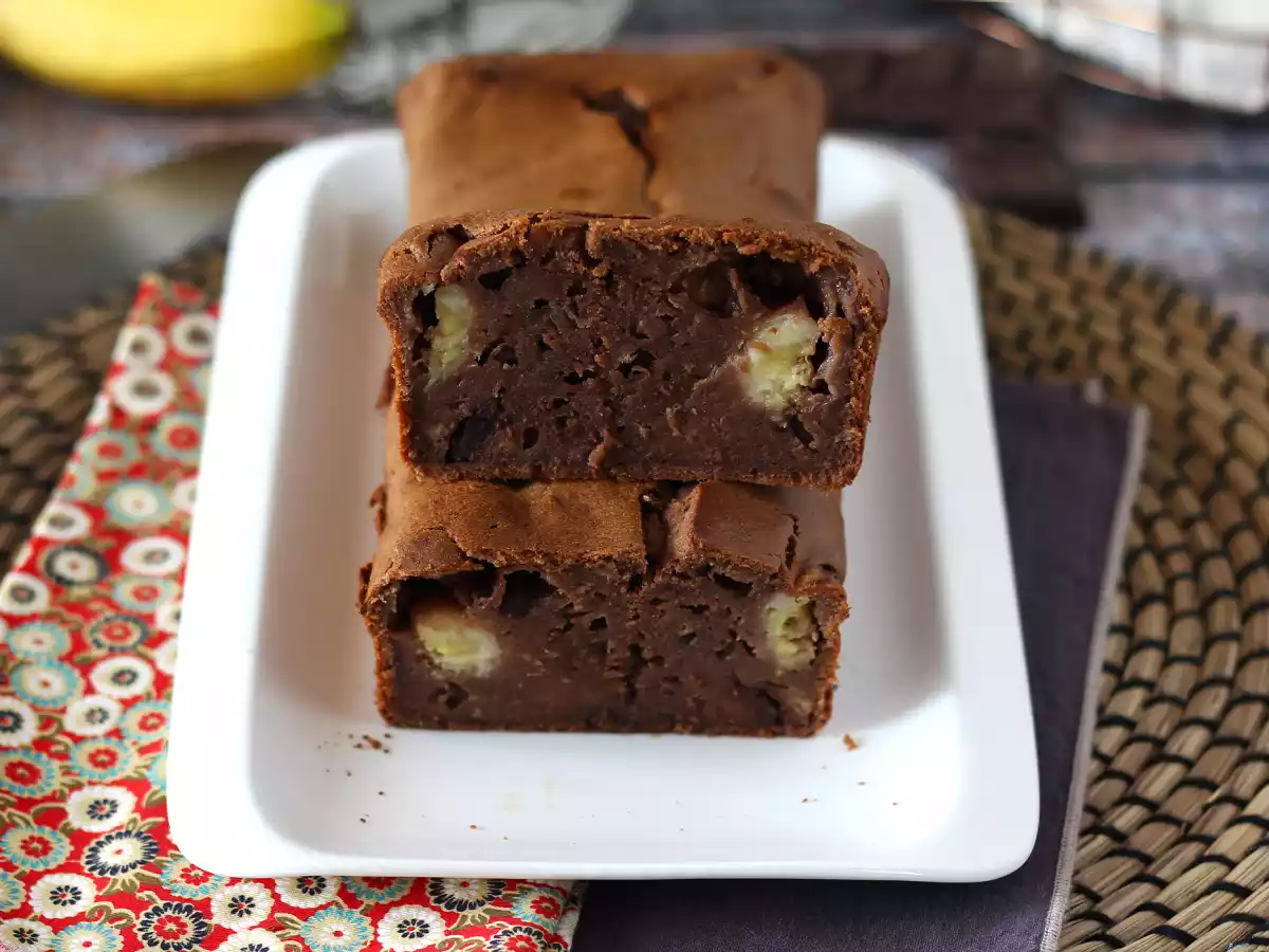 Ekstra lækker banan- og chokoladekage!