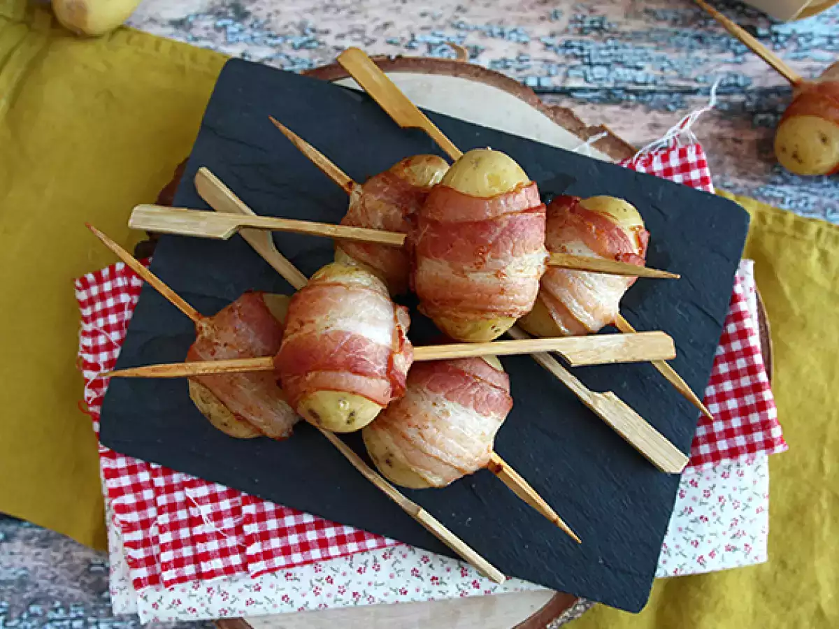 Forretsspyd med kartofler og røget bacon - foto 3