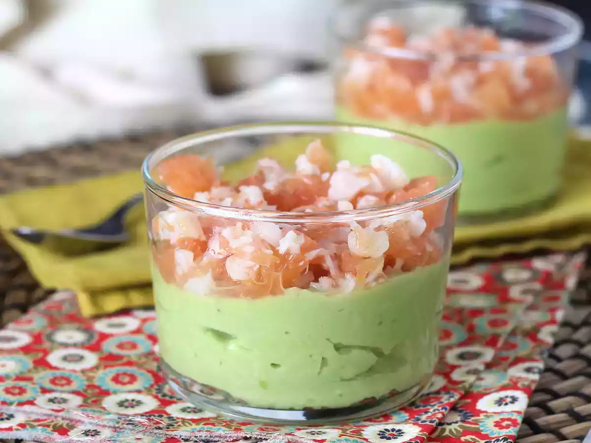 Frisk avocado, rejer og verrines af grapefrugt!