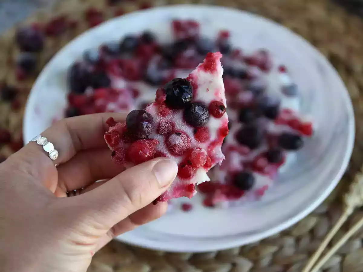 Frosne yoghurtbarer med rød frugt
