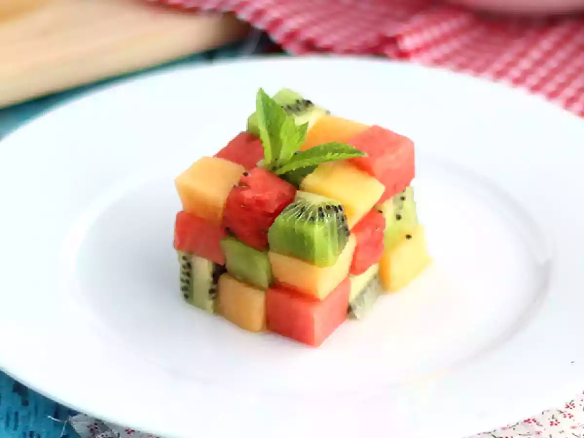 Fruit Rubik's Cube, designerfrugtsalaten