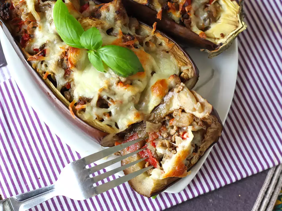 Fyldte auberginer med gratineret mozzarella - foto 4