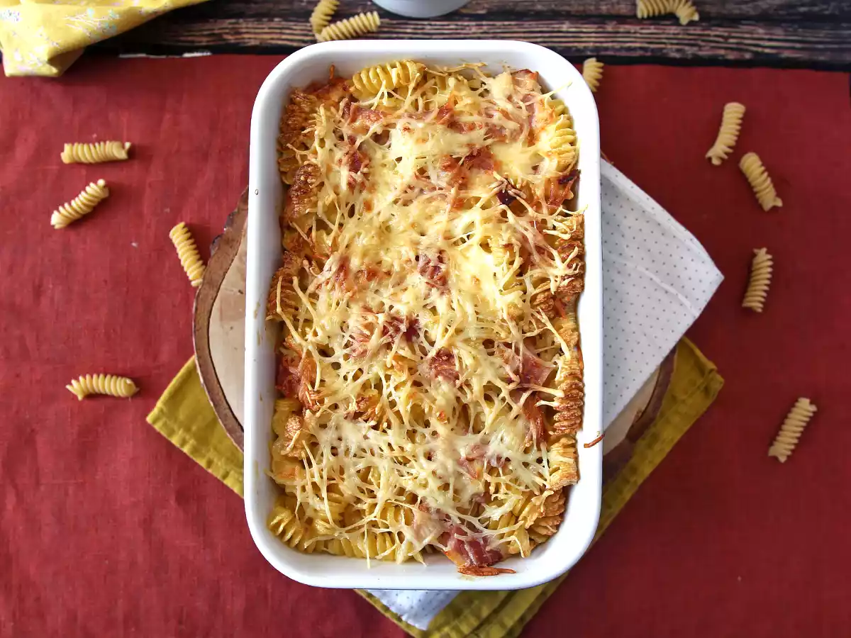 Gratin af skinke- og ostepasta i airfryeren - foto 3