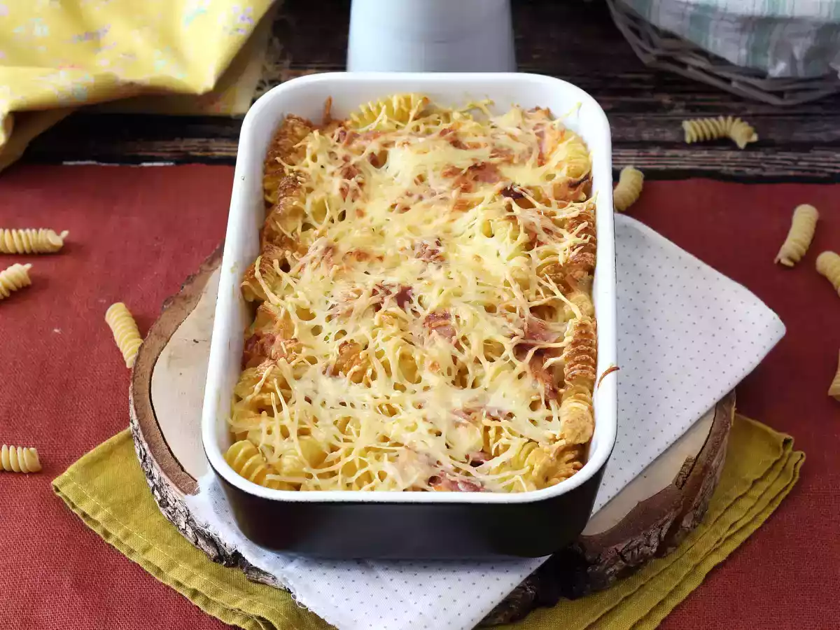 Gratin af skinke- og ostepasta i airfryeren - foto 4