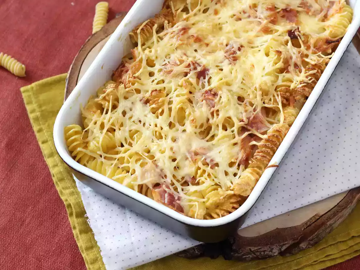 Gratin af skinke- og ostepasta i airfryeren - foto 5