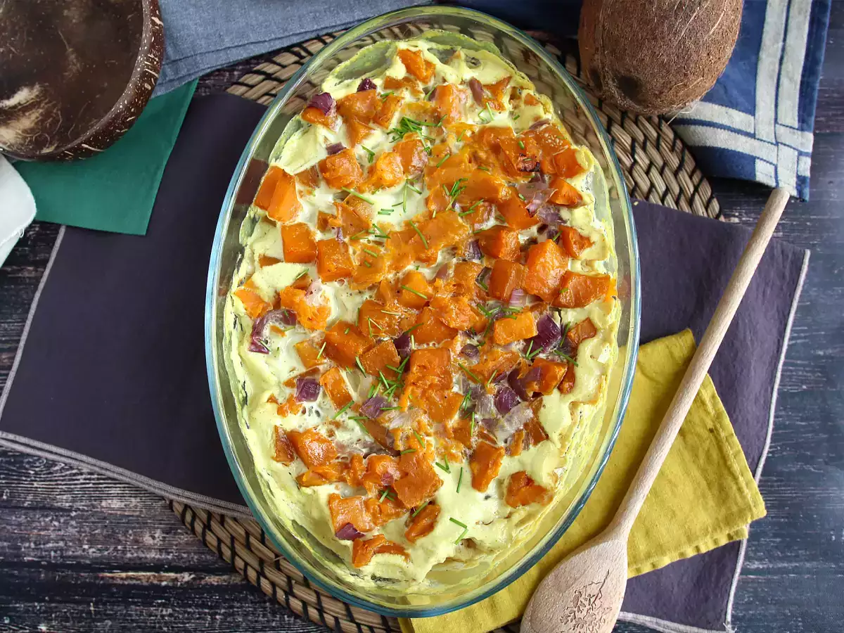 Gratin med søde kartofler, kokosmælk og karry - foto 4