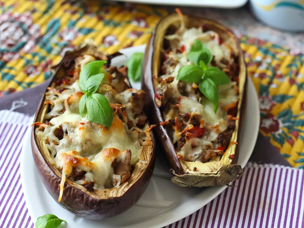 Gratinerede fyldte auberginer med mozzarella - foto 3