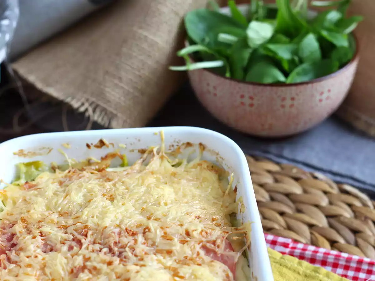 Gratinerede porrer med kogt skinke og ost - foto 5