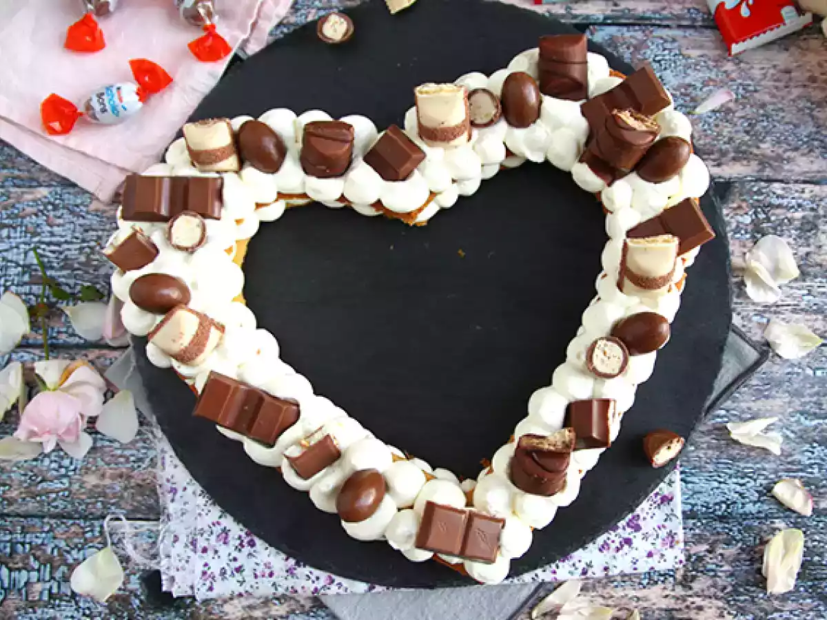 Heart cake au Kinder - Kinder-hjertekage til Valentinsdag