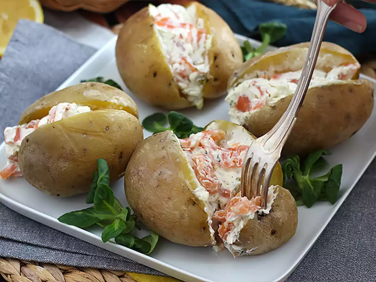 Kartofler fyldt med røget laks og fromage frais - foto 5