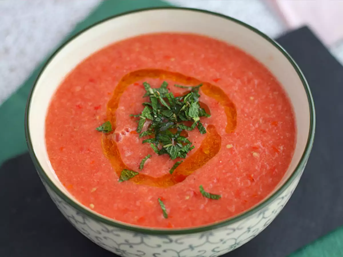Kold suppe med vandmelon og tomat - foto 3
