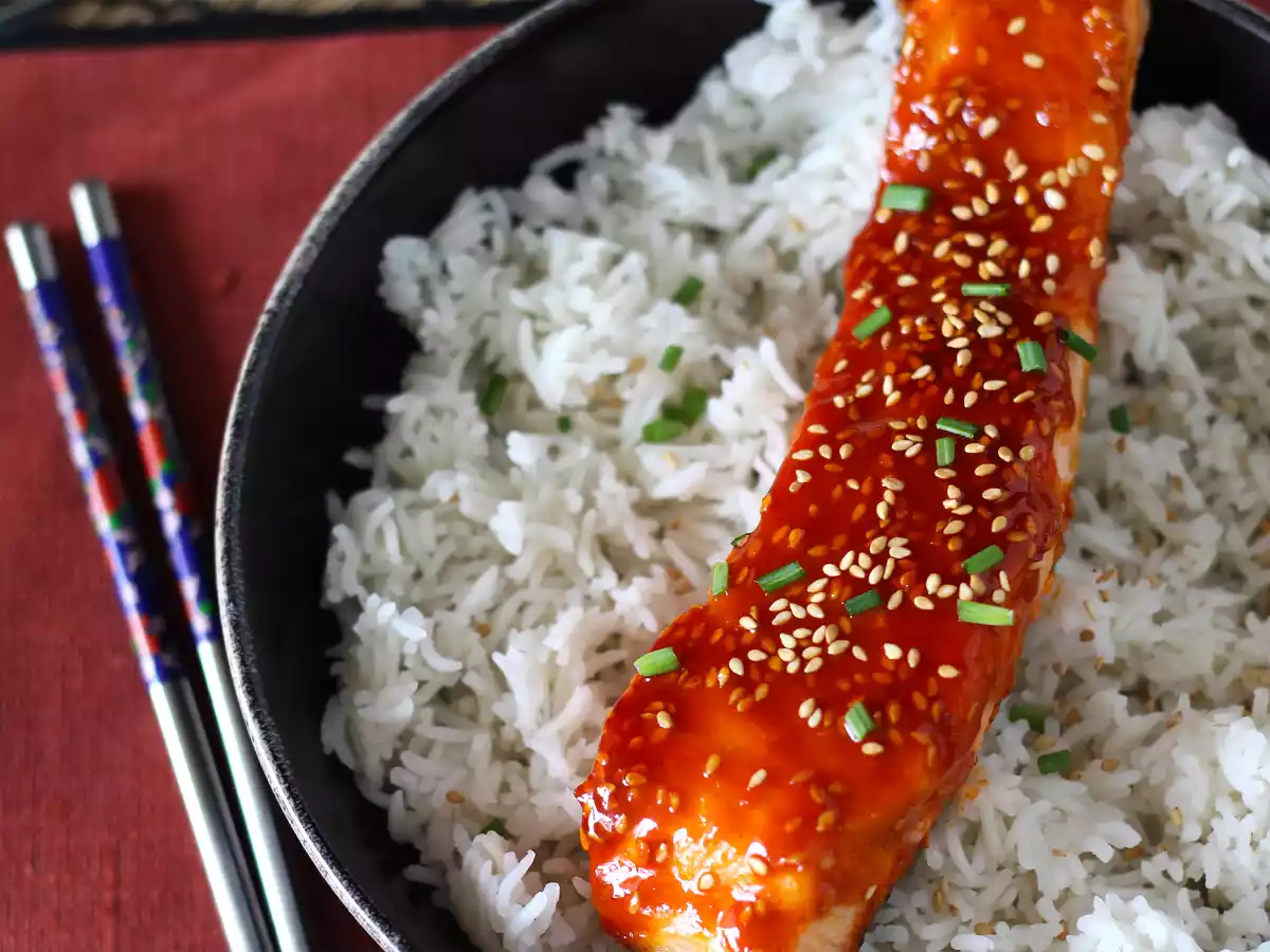 Koreansk laks med gochujang-sauce klar på 8 minutter - foto 5