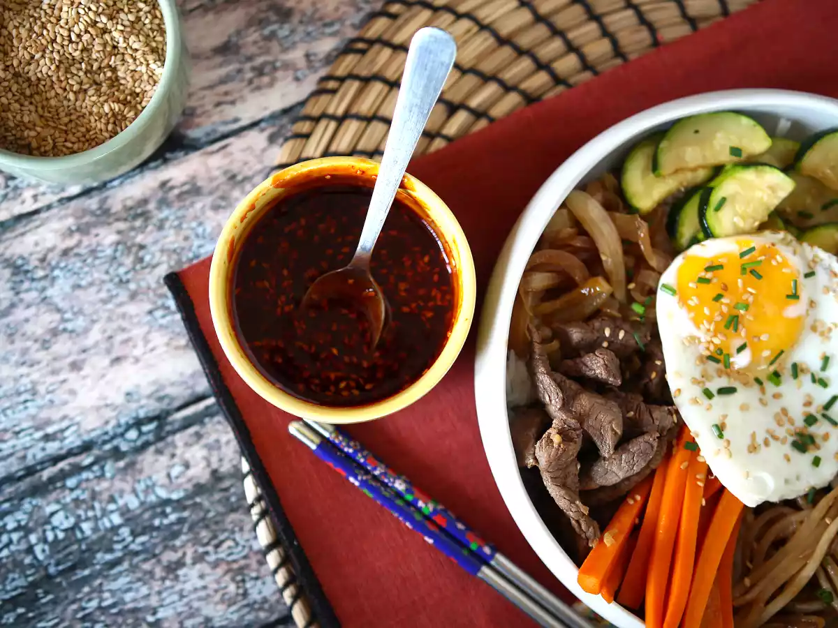 Krydret koreansk gochujang-sauce til bibimbap