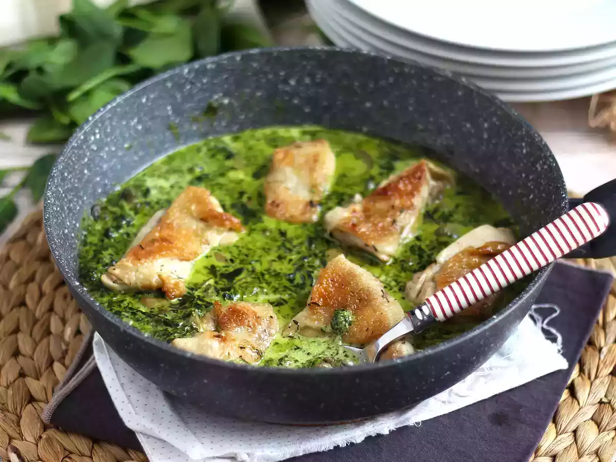 Kylling med cremet spinat- og svampesauce - foto 3