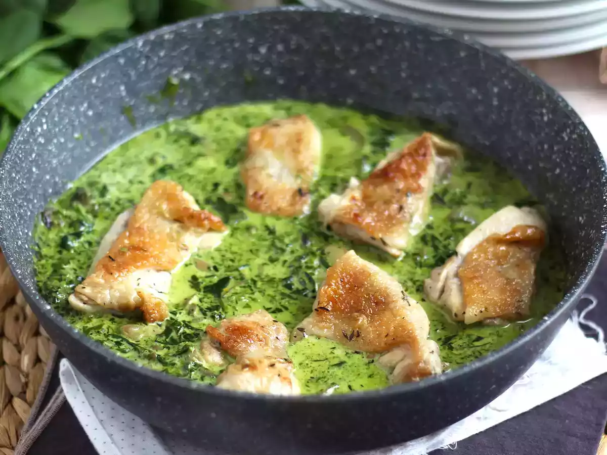 Kylling med cremet spinat- og svampesauce - foto 4