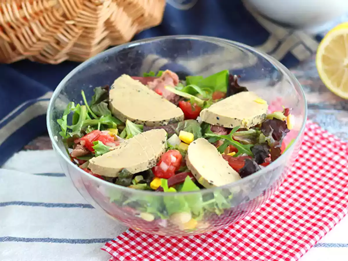 Landaise-salat med foie gras (Perigord-salat)