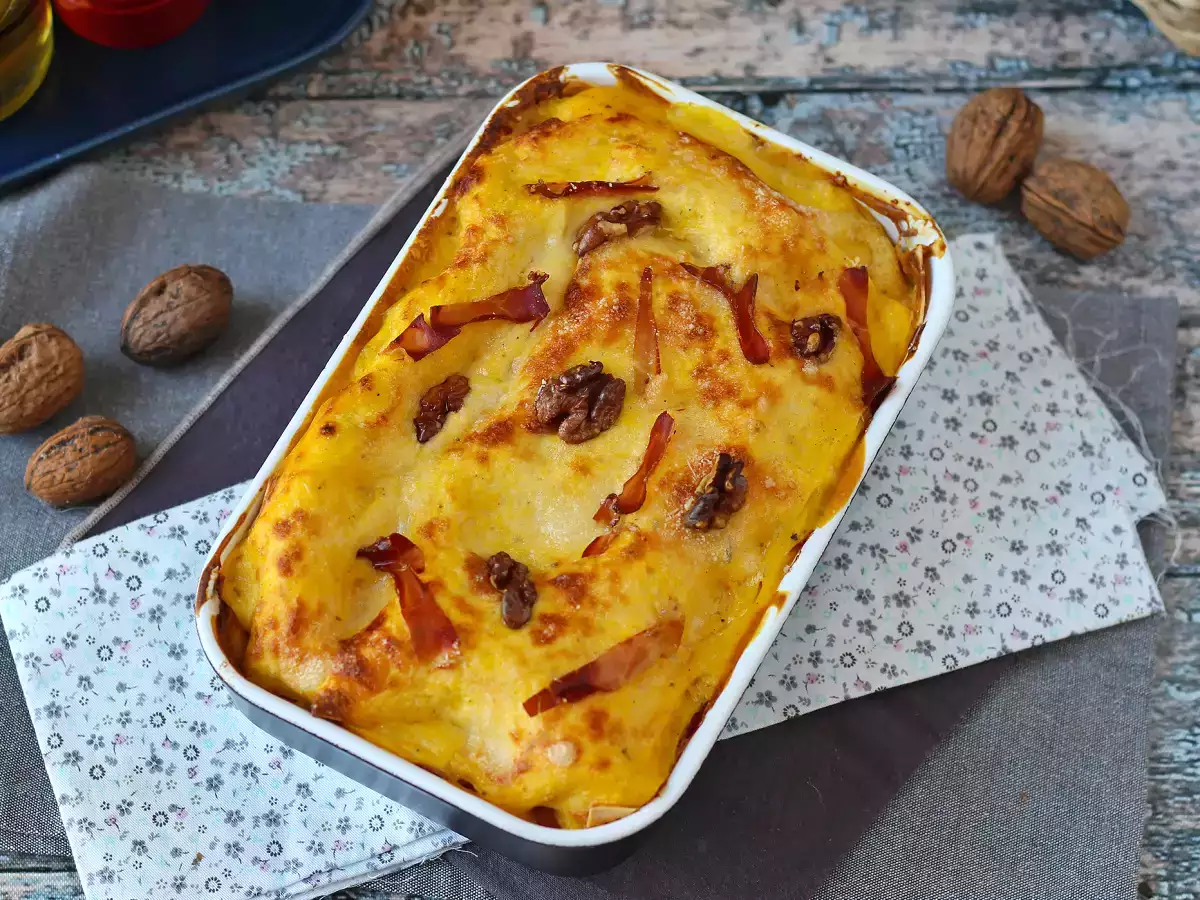 Lasagne med græskar, speck og cremede, sprøde valnødder - foto 3