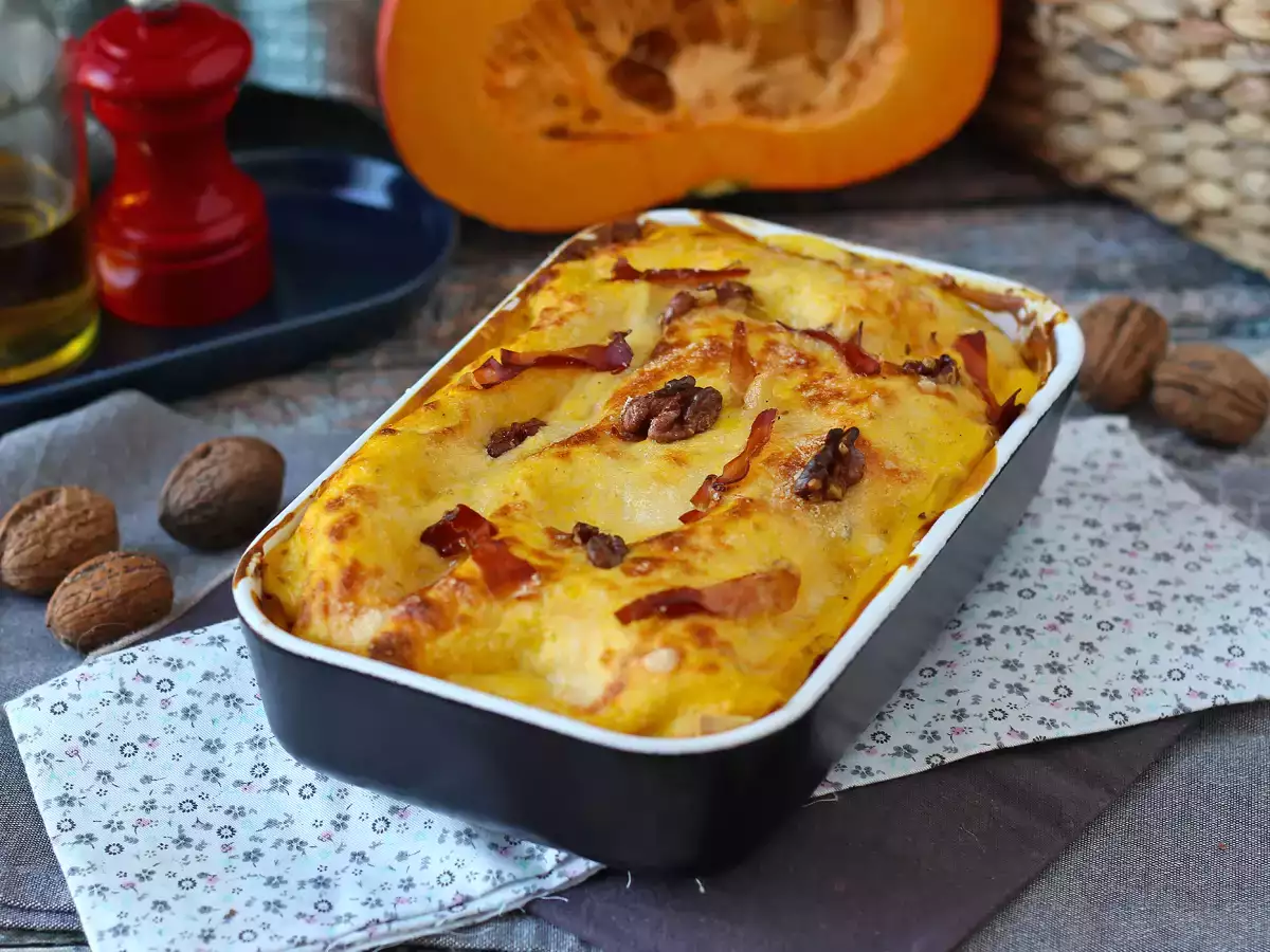 Lasagne med græskar, speck og cremede, sprøde valnødder - foto 5