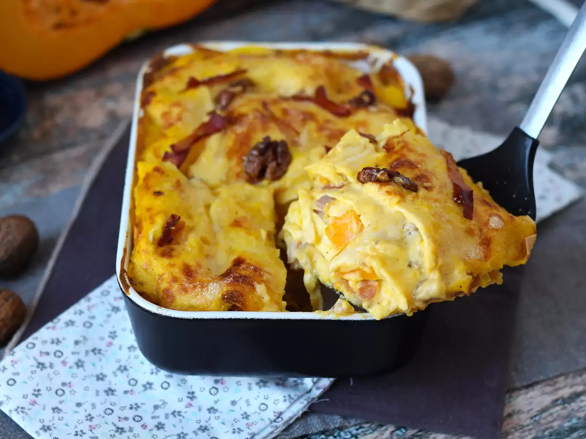 Lasagne med græskar, speck og cremede, sprøde valnødder - foto 7