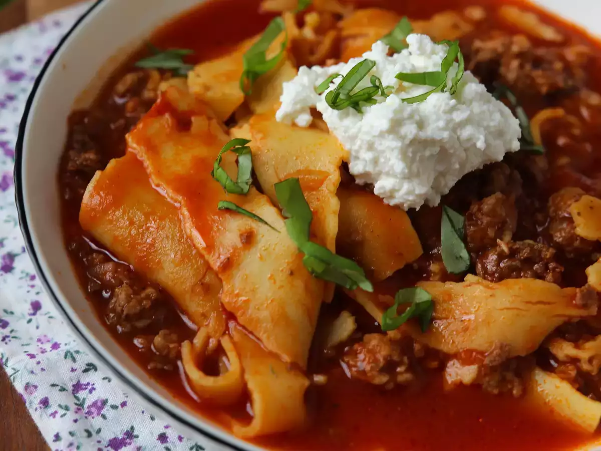 Lasagnesuppe med kød, ricotta og parmesan - foto 3
