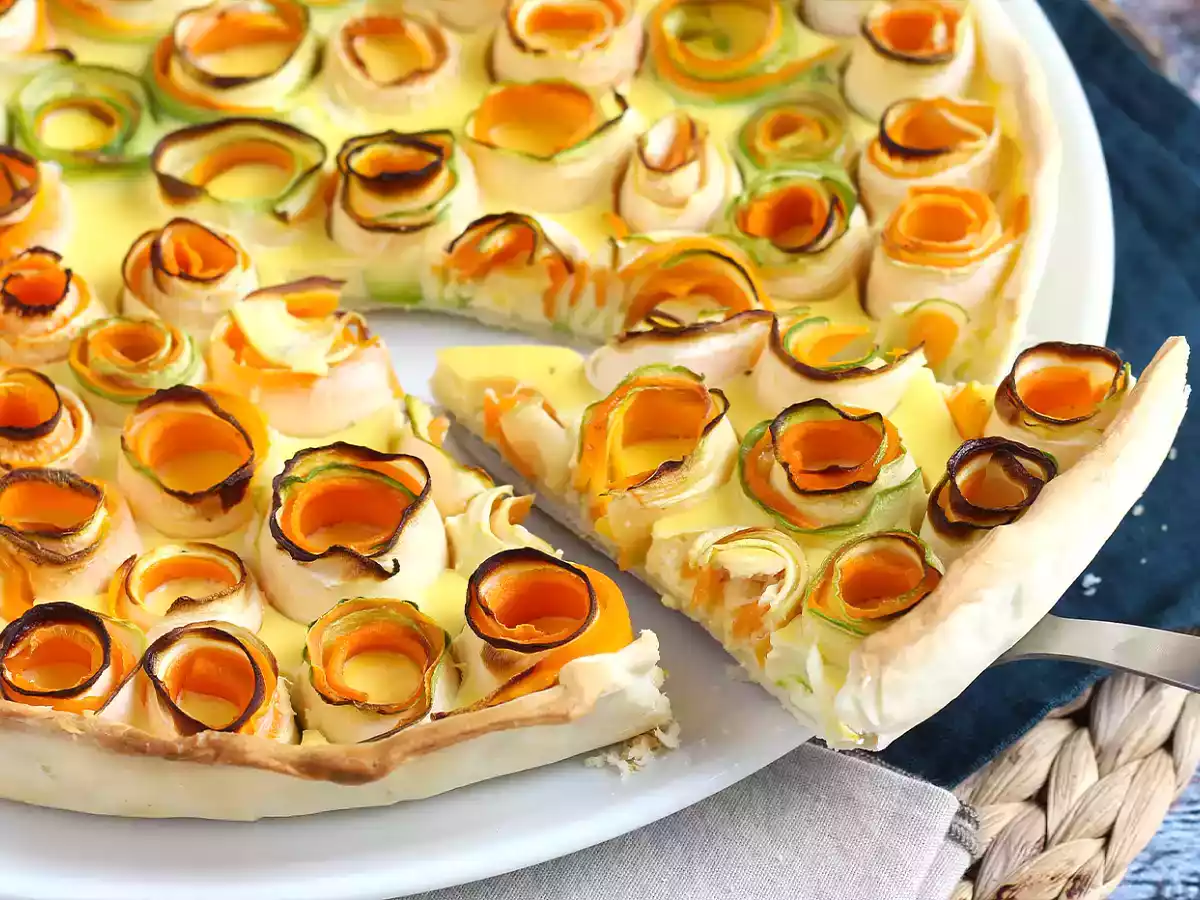 Lyserød courgette- og gulerodsquiche - foto 4