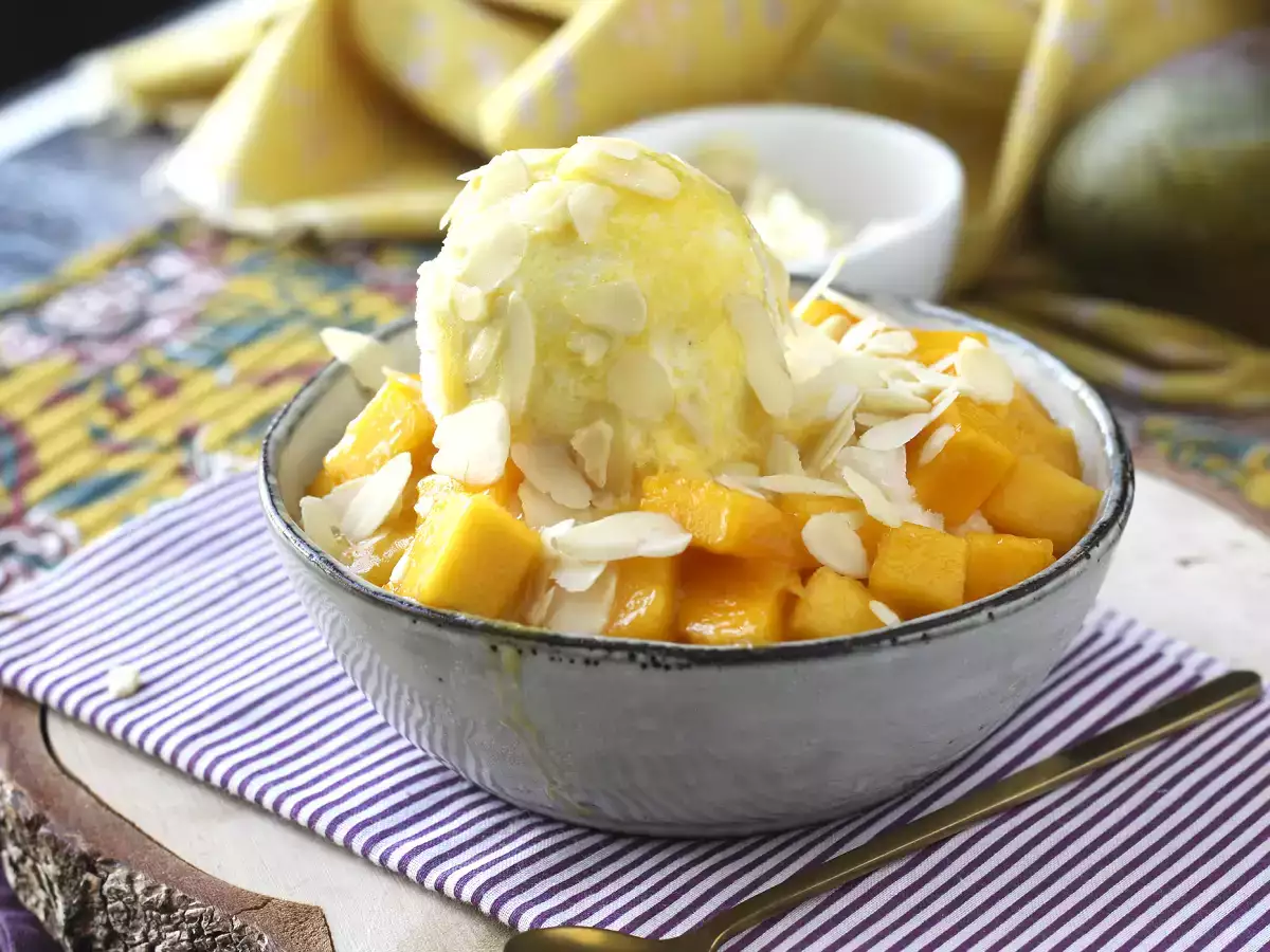 Mango bingsu, den lækre koreanske dessert med mango, der er et hit over hele verden