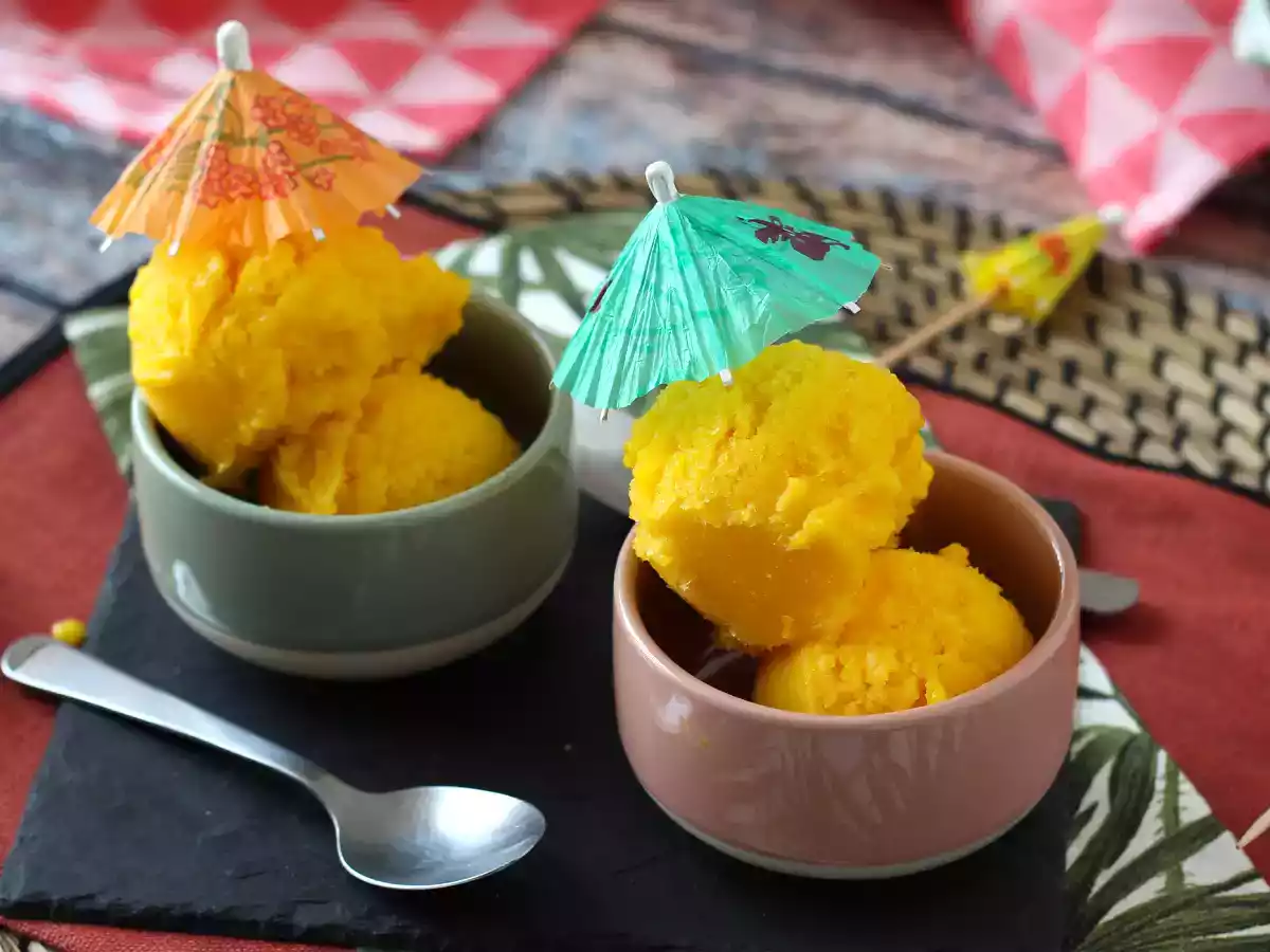 Mango- og limesorbet med kun 3 ingredienser, klar til at spise på 5 minutter! - foto 7