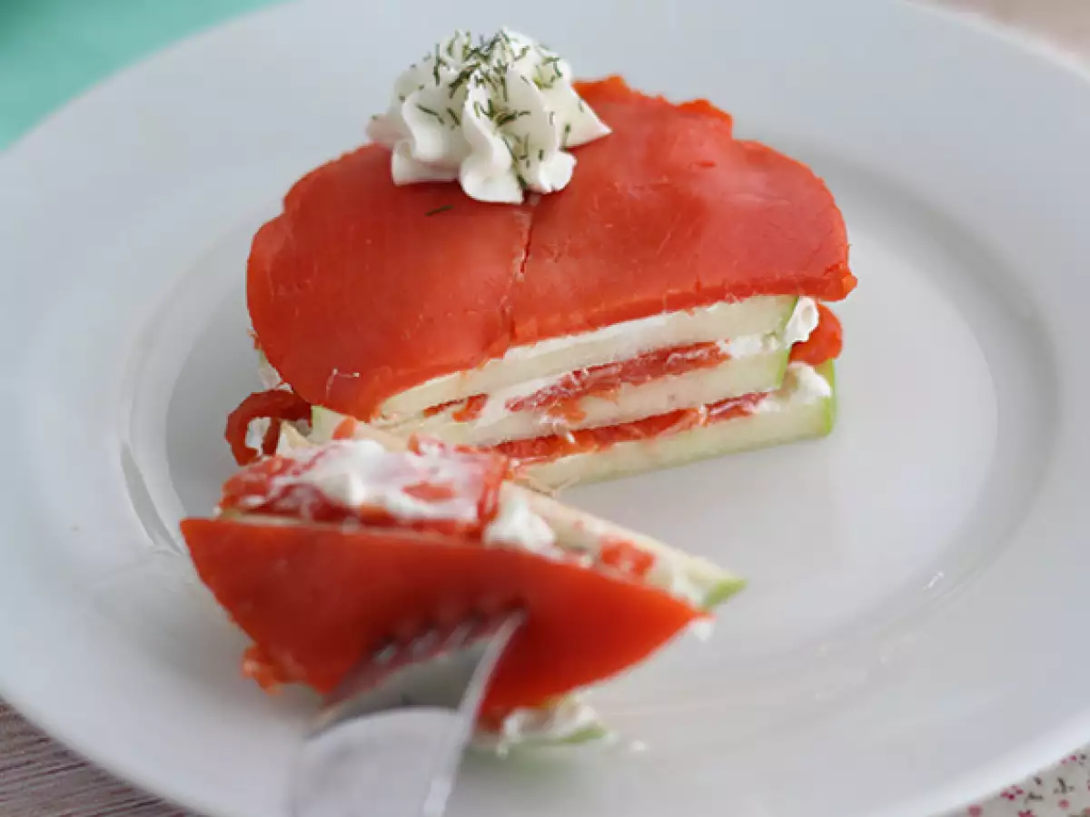 Mille-feuille med laks og grønt æble - foto 2
