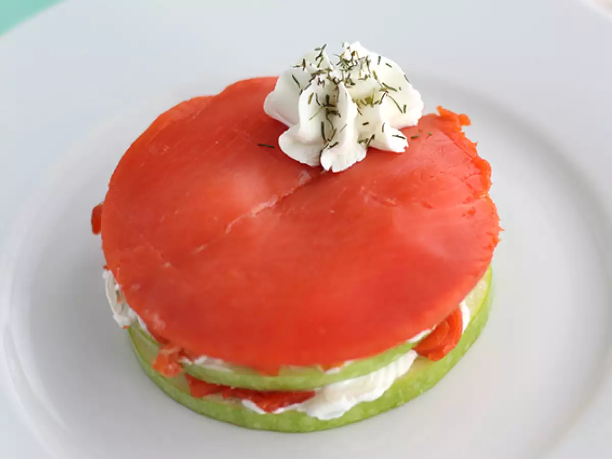 Mille-feuille med laks og grønt æble - foto 4