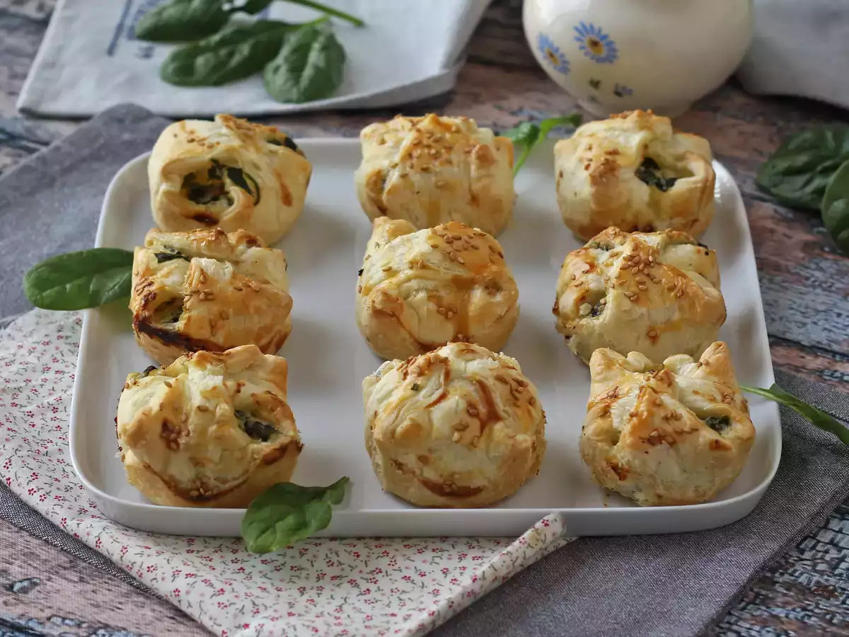 Mini butterdejspakker med spinat og gedeost - foto 5