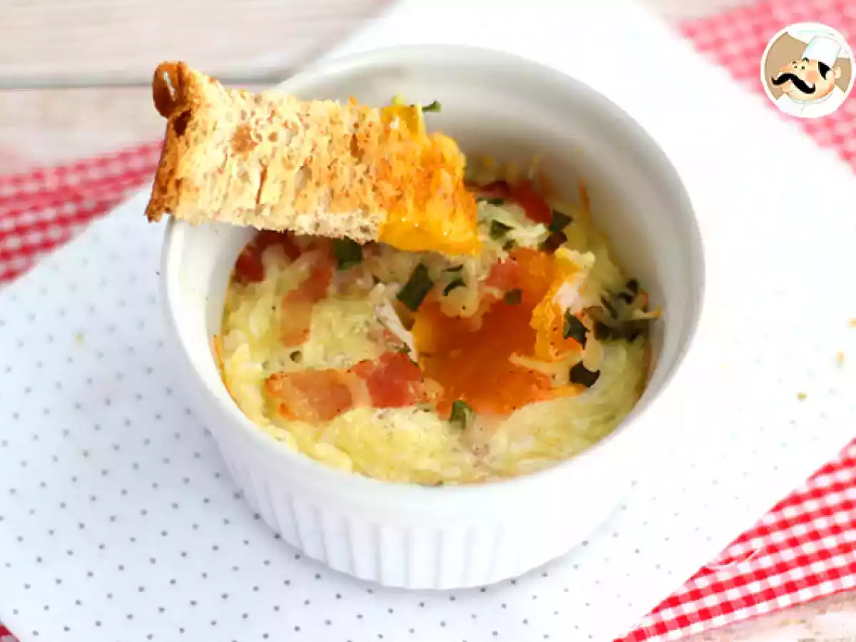 Oeufs cocotte med bacon og purløg, en hurtig opskrift - foto 2