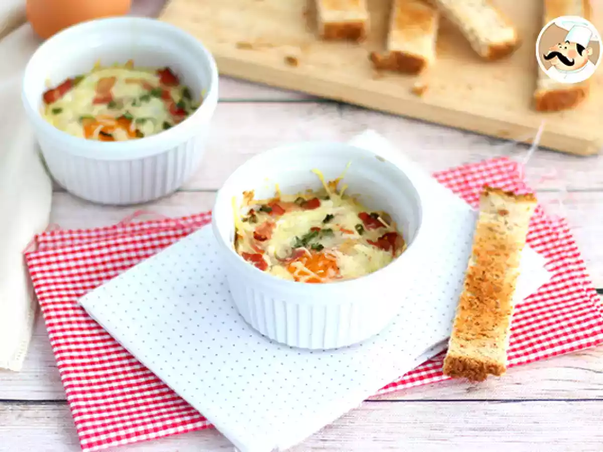 Oeufs cocotte med bacon og purløg, en hurtig opskrift - foto 3
