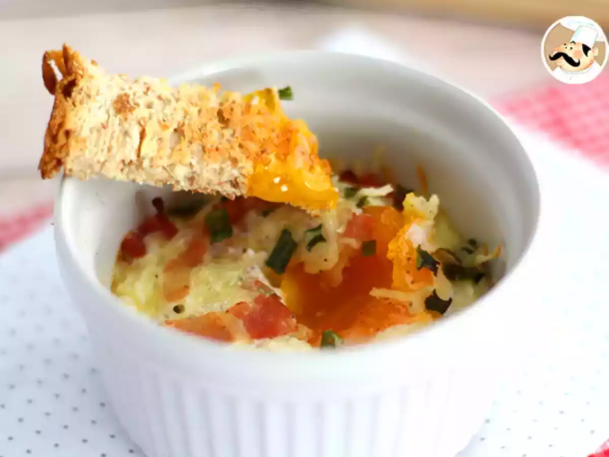 Oeufs cocotte med bacon og purløg, en hurtig opskrift - foto 4