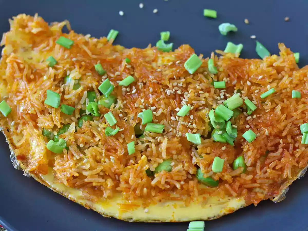 Omelet med sprøde ris og sojabønner, et krydret måltid, der er hurtigt og affaldsfrit! - foto 5