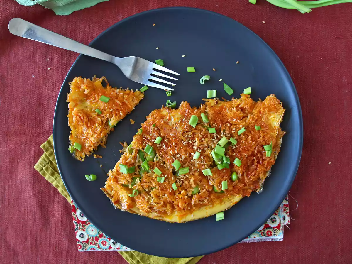 Omelet med sprøde ris og sojabønner, et krydret måltid, der er hurtigt og affaldsfrit! - foto 6