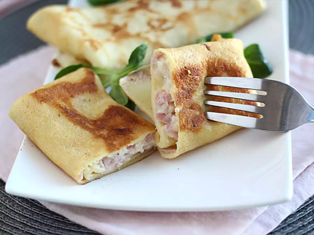 Pandekager fyldt med bechamelsauce, ost og skinke - foto 4