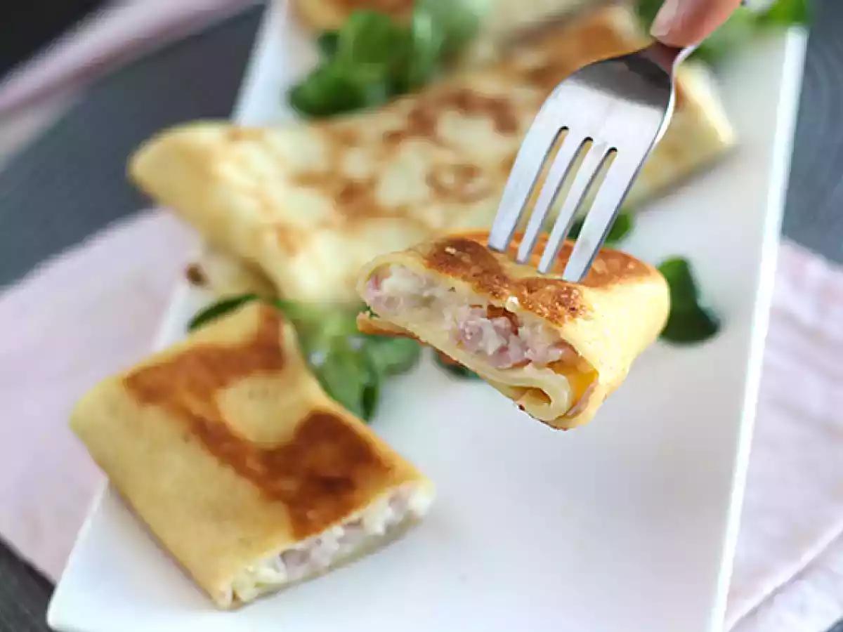 Pandekager fyldt med bechamelsauce, ost og skinke - foto 5