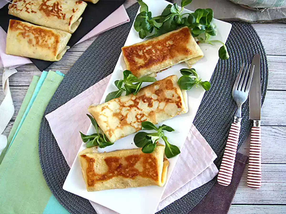 Pandekager fyldt med bechamelsauce, ost og skinke - foto 6