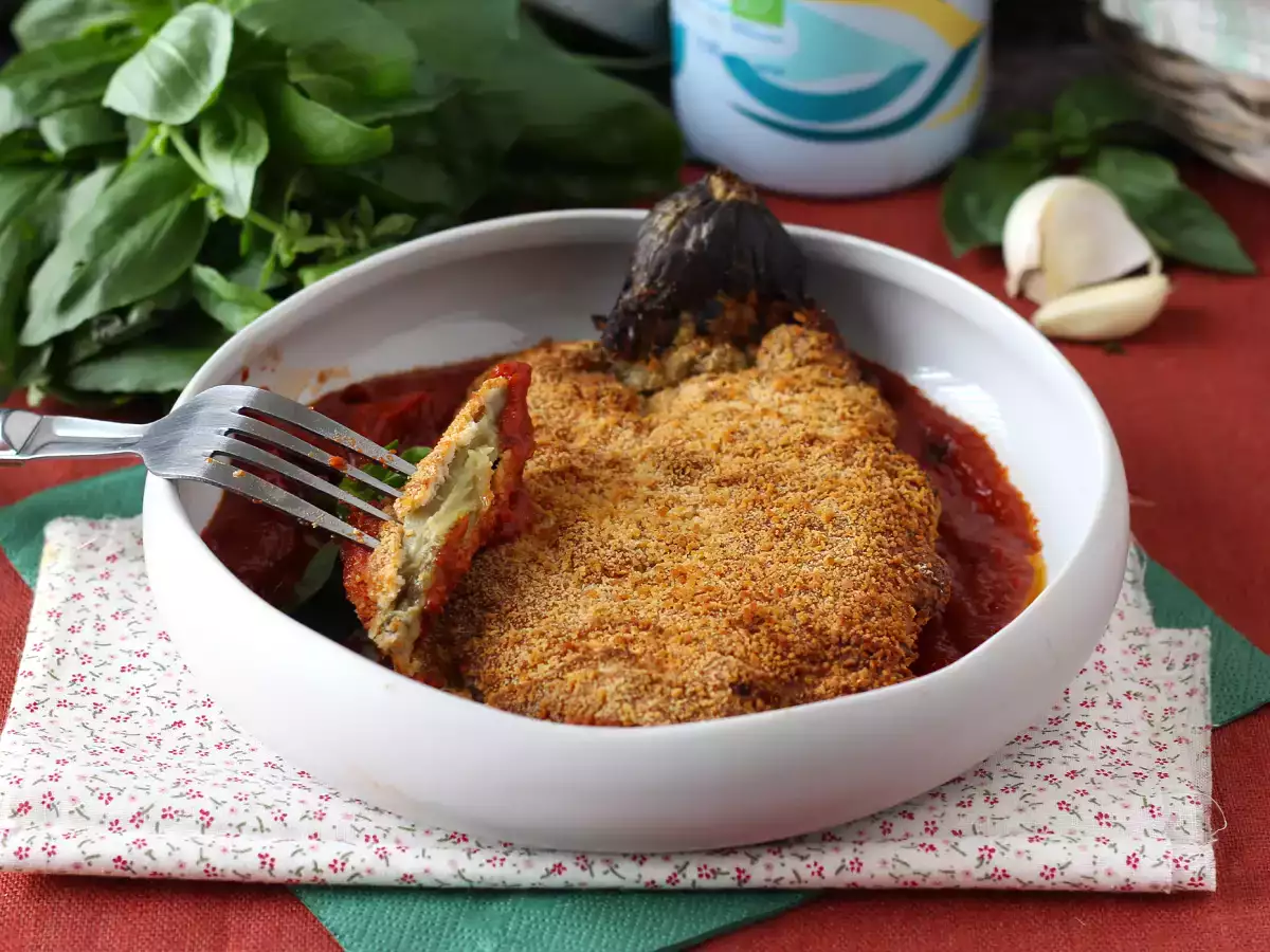 Paneret aubergine i milanesisk stil – vegetarisk opskrift i airfryer