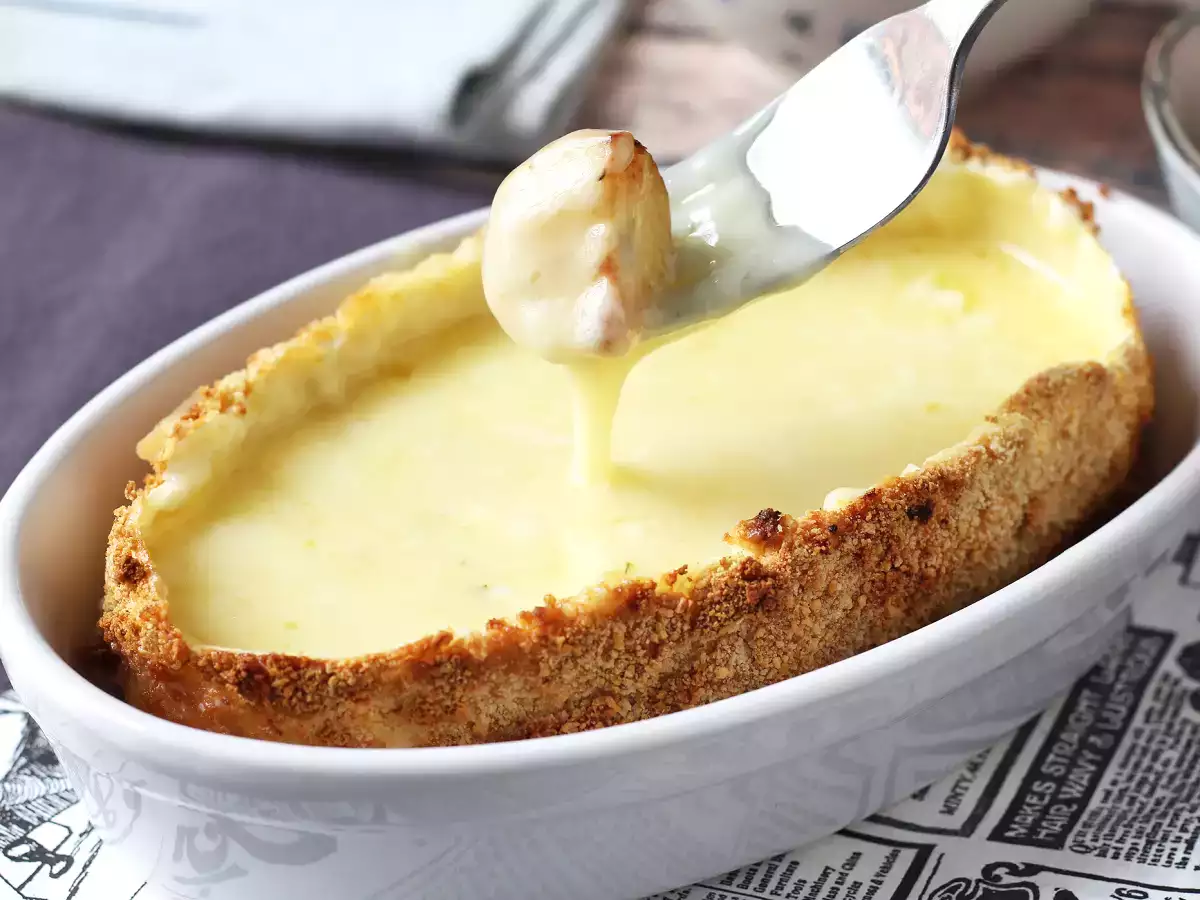 Paneret Caprice des Dieux med grenaille-kartofler i airfryer